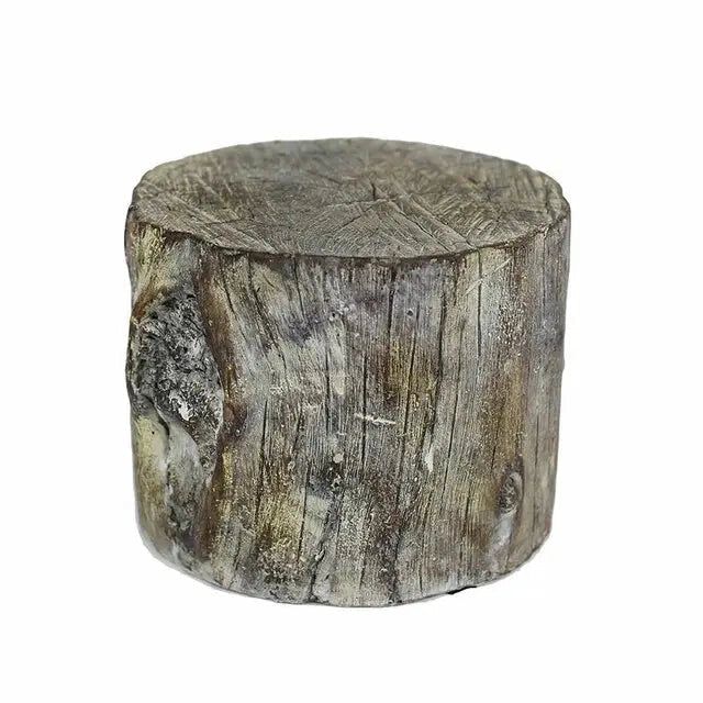 Distressed Cement Log Display Riser – Faux Wood Grain Plant Stand