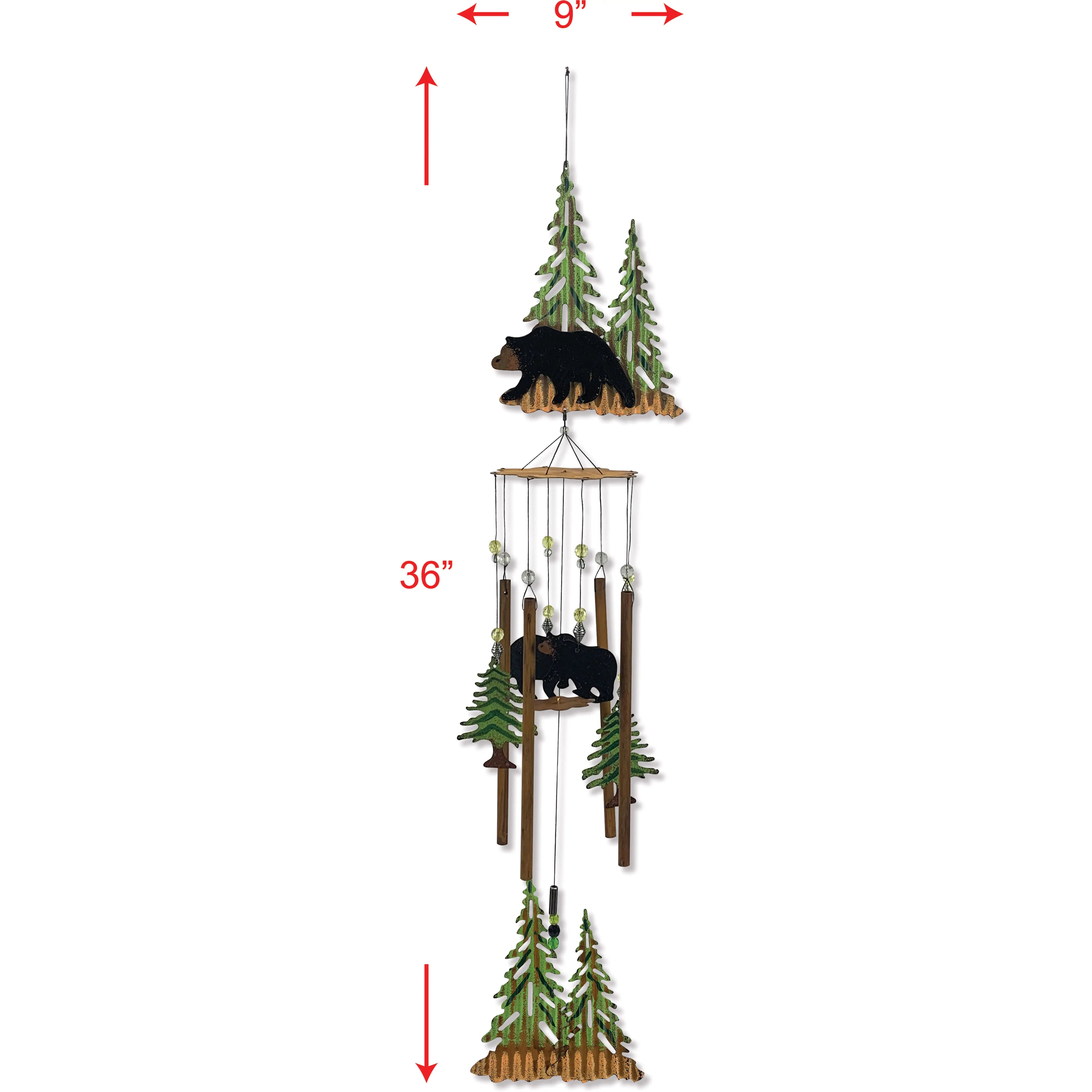 36" Rustic Mountain Bear Wind Chime