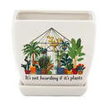"It's Not Hoarding If It's Plants" Square Ceramic Planter with Saucer
